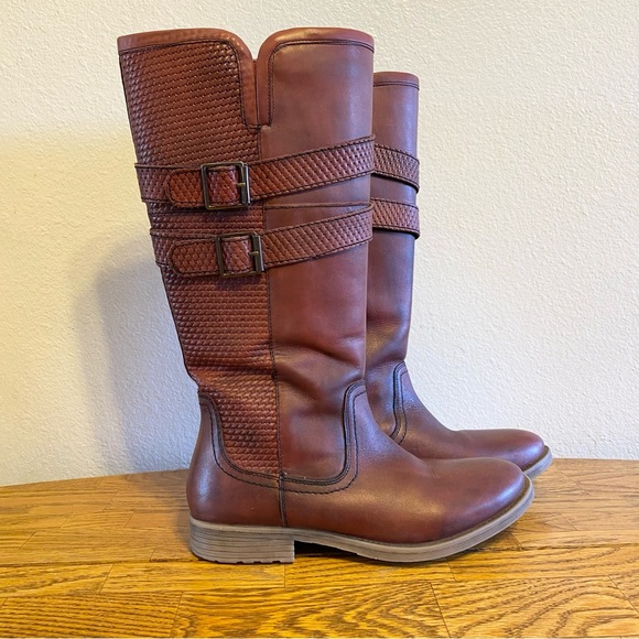 Roan Date Burgundy Napa Leather Riding Boots Size 9 - Picture 2 of 11